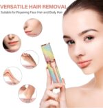 ⁦نظام إزالة شعر الوجه، أداة 2 في 1 لإزالة شعر الوجه وتحديد الحواجب دون ألم مع ضوء ليد مدمج للدقة مناسب للنساء كثيرات التنقل⁩ - الصورة ⁦2⁩