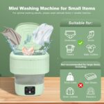 ⁦Mini Portable Washing Machine, 9L, 3 Modes, Blue Light, Ideal for Underwear, Socks, Baby Clothes. Foldable for Space-Saving, Perfect for Apartments, Hotels, Camping & Travel (Green)⁩ - الصورة ⁦4⁩