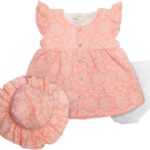 Baby Shoora girls Set Of 3 Pieces Sleeveless Dress,Underwear&Hat Printed Shapes Dress (pack of 3)