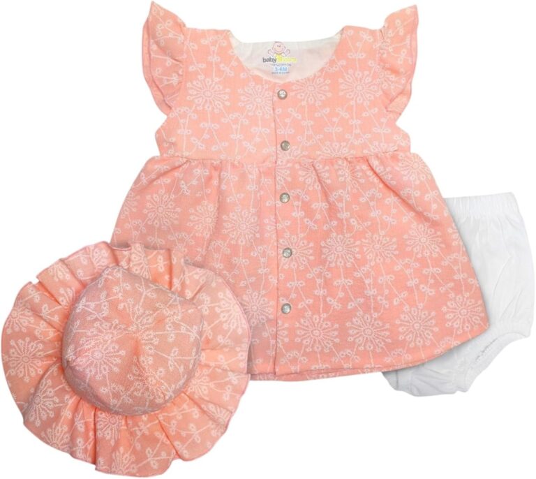Baby Shoora girls Set Of 3 Pieces Sleeveless Dress,Underwear&Hat Printed Shapes Dress (pack of 3)