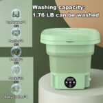 ⁦Folding Washing Machine Mini Automatic Clothes Washing Machine Portable Lightweight Underwear Washer for Travel Camping Apartment Laundry (Green)⁩ - الصورة ⁦2⁩