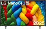تلفزيون إل جي 50 بوصة نانو سيل الذكي بدقة 4K – مزوّد بمعالج ذكاء اصطناعي وجهاز تحكم سحري – يدعم تقنية HDR10 ويعمل بنظام التشغيل ويب أو إس 25 – طراز: 50NANO80A6A.AFU (إصدار 2025)