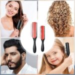 ⁦فرشاة تصفيف الشعر بشعيرات نايلون مبطنة بفرشاة شعر مطاطية مضادة للكهرباء الساكنة لتقسيم الشعر للحصول على كثافة وكثافة وتحديد تجعيد الشعر والتجفيف بالهواء والتصفيف وفك تشابك الشعر⁩ - الصورة ⁦5⁩