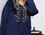 ⁦قميص نوم نسائي طويل بتطريز أنيق، عباءة حريمي قطيفة شتوية من دعدوش ,ثوب بيتي ماكسي للنساء⁩ - الصورة ⁦3⁩