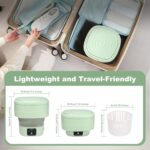 ⁦Mini Portable Washing Machine, 9L, 3 Modes, Blue Light, Ideal for Underwear, Socks, Baby Clothes. Foldable for Space-Saving, Perfect for Apartments, Hotels, Camping & Travel (Green)⁩ - الصورة ⁦2⁩