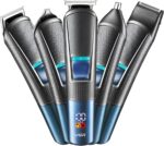 ⁦مجموعة حلاقة احترافية V-108 10 في 1 بشاشة LED من جي ار، ماكينة تشذيب الكل واحد للرجال، مناسبة للعناية بالوجه والرأس والأنف والاذن والجسم، وقت تشغيل 120 دقيقة (اسود، ازرق) ضمان لمدة عام⁩ - الصورة ⁦6⁩