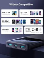 ⁦Joyroom JR-QP191 22.5W Power Bank 10000mAh With Digital Display Supports PD3.0,QC3.0, Slim & Lightweight Design - Black |12 Months Warranty⁩ - الصورة ⁦8⁩