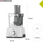 ⁦محضر طعام مالتي برو اكسبريس FDP65.450WH من كينوود، مع مجموعة واسعة من الملحقات، وعاء بسعة 3 لتر، بقدرة 1000 وات، سرعتان بالإضافة إلى النبض، ابيض⁩ - الصورة ⁦6⁩