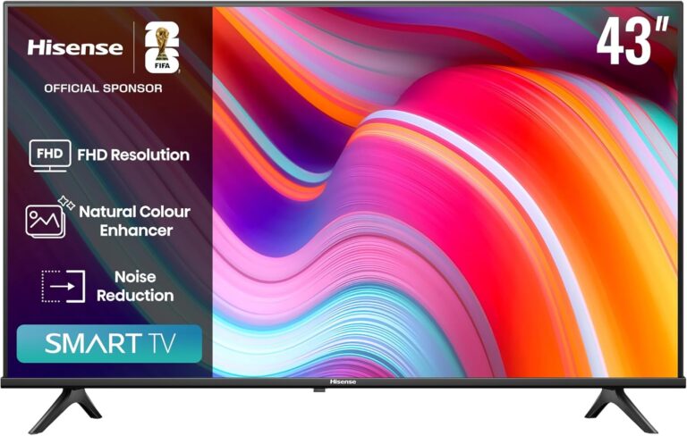 هايسينس تلفزيون LED ذكي فيدا 43 بوصة فل اتش دي، تصميم بدون اطار، دي تي اس فيرتشوال اكس، واي فاي مدمج، اسود - 43A4K