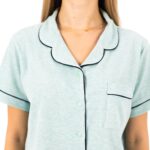 ⁦طقم بيجامة قطن كلاسيكية للنساء من زيكوتكس، توب نصف كم بأزرار وبناطيل بطول كامل، ملابس نوم صيفية ناعمة ومريحة⁩ - الصورة ⁦4⁩