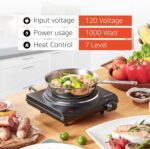 ⁦Home Gold 1 Eye Electric Cooker, 1000 Watts, Non-Stick Surface with Temperature Levels, Overheat Protection, Auto Shut-Off, Black -13-2023⁩ - الصورة ⁦4⁩