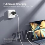 ⁦شاحن حائط بمنفذين USB C PD/PPS للشحن السريع بقدرة 25 وات من لينوك لموبايل سامسونج جالاكسي S24/S23/S22+/S21 الترا/بلس/ S20/ نوت 20/ زد فولد 5 (أسود)⁩ - الصورة ⁦5⁩