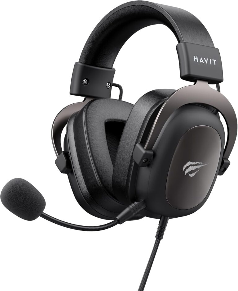 سماعات راس للالعاب H2002d من هافيت لاجهزة بلاي ستيشن 4 وبلاي ستيشن 5 والكمبيوتر وXbox Series X|S وXbox One مع ميكروفون - مشغلات 53 ملم - اطار الومنيوم متين