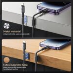 ⁦كابل شحن سريع ونقل بيانات من سلسلة اس ايه 50 انليميتد 30 وات USB نوع C الى لايتنينج بي دي، مضفر بالنايلون المتين، مزامنة عالية السرعة من جوي رووم، بطول 1.2 م، أسود⁩ - الصورة ⁦3⁩