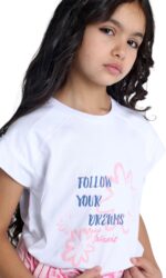 ⁦تيشرت بأكمام قصيرة مطبوع للبنات من جونيور (عبوة من قطعة واحدة)⁩ - الصورة ⁦2⁩