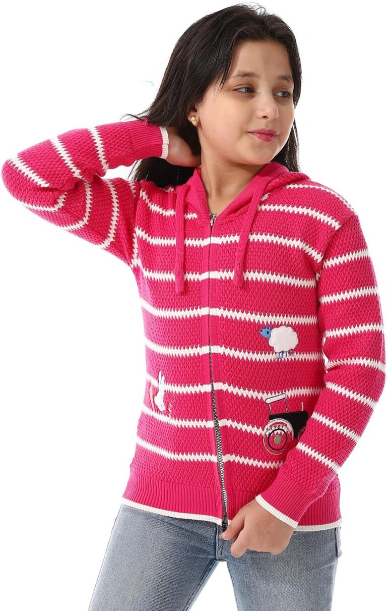 Andora girls Hooded Neck Striped Pullover Sweater (pack of 1)