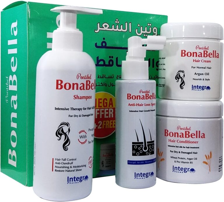 مجموعة للشعر الضعيف والمتساقط من بونا بيلا (شامبو وبخاخ وبلسم بروتين وكريم زيت الأرجان)