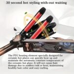 ⁦مكواة تجعيد الشعر الاحترافية 3 أسطوانات، طلاء سيراميك لؤلؤي، شاشة رقمية LCD، تحكم في درجة الحرارة 80-210 درجة مئوية، سلك دوار 360 درجة، تسخين سريع من في جي آر⁩ - الصورة ⁦9⁩