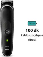 ⁦براون مجموعة تصفيف 9 في 1 5 MGK5420 للحية والجسم والاذن والأنف مع وقت تشغيل 100 دقيقة وحقيبة - اسود/رمادي⁩ - الصورة ⁦4⁩
