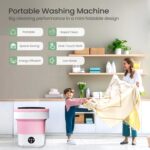 ⁦Portable Washing Machine - 16L Mini Foldable Washer with Spin Basket, 3 Cleaning Modes & Deep Cleaning for Small Clothes, Collapsible Laundry for Apartment, Home, Hotel and Travel (Pink)⁩ - الصورة ⁦2⁩