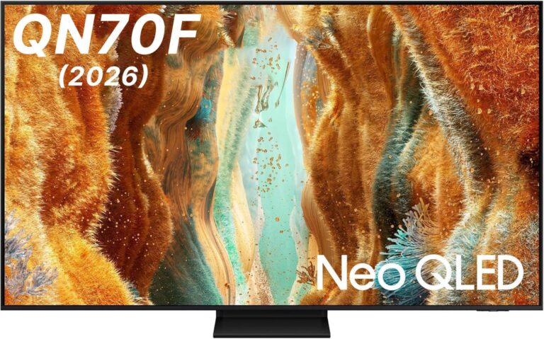 تلفزيون ذكي بتقنية QLED من فئة Neo QLED QN70F بدقة 4K بحجم 55 بوصة (موديل 2026) معالج NQ4 AI Gen2 تقنية Matrix Slim وMotion Xcelerator بتردد 144 هرتز مع ريموت كنترول يعمل بالخلايا الشمسية و USB Type-C