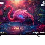 تلفزيون ذكي L65HYNDA750 بدون إطار بشاشة QLED 65 بوصة بدقة الترا اتش دي 4K بنظام ويب او اس مع جهاز استقبال مدمج من هيونداي، أسود