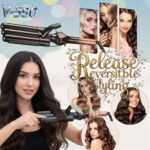 ⁦مكواة تجعيد الشعر الاحترافية 3 أسطوانات، طلاء سيراميك لؤلؤي، شاشة رقمية LCD، تحكم في درجة الحرارة 80-210 درجة مئوية، سلك دوار 360 درجة، تسخين سريع من في جي آر⁩ - الصورة ⁦7⁩