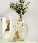 ⁦إكليل خرز من الخشب مقاس 99 سم مع شراشيب، سبحة صلاة متعددة الاستخدامات بتصميم بوهو أنيق للتعليق على الحائط وديكور المنزل من ميبليت (لون طبيعي)⁩ - الصورة ⁦2⁩