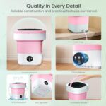 ⁦Portable Washing Machine - 16L Mini Foldable Washer with Spin Basket, 3 Cleaning Modes & Deep Cleaning for Small Clothes, Collapsible Laundry for Apartment, Home, Hotel and Travel (Pink)⁩ - الصورة ⁦6⁩
