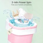 ⁦Portable Washing Machine - 16L Mini Foldable Washer with Spin Basket, 3 Cleaning Modes & Deep Cleaning for Small Clothes, Collapsible Laundry for Apartment, Home, Hotel and Travel (Pink)⁩ - الصورة ⁦7⁩