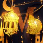 ⁦مصابيح خيالية لرمضان والعيد مصباح زينة رمضان وعيد مبارك بطول 6.5 قدم 10 فوانيس ليد لعيد المسلمين للحفلات والاحتفالات أحمر⁩ - الصورة ⁦2⁩