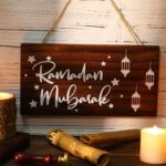 ⁦زينة رمضان من كويكاي، لافتة خشبية معلقة لشهر رمضان، لافتة رمضان كريم، ديكور إسلامي، لافتة خشبية معلقة خشبية لتزيين الحفلات الإسلامية⁩ - الصورة ⁦7⁩