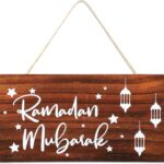 زينة رمضان من كويكاي، لافتة خشبية معلقة لشهر رمضان، لافتة رمضان كريم، ديكور إسلامي، لافتة خشبية معلقة خشبية لتزيين الحفلات الإسلامية