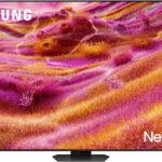 تلفزيون نيو QLED طراز QA65QN90FAUXEG إصدار 2025، بمعالج كوانتوم ودقة 4K من سامسونج، مقاس 65 بوصة، فضي كربوني