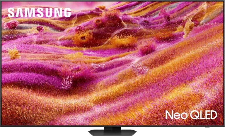 تلفزيون نيو QLED طراز QA65QN90FAUXEG إصدار 2025، بمعالج كوانتوم ودقة 4K من سامسونج، مقاس 65 بوصة، فضي كربوني