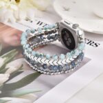⁦MOFREE Beaded Bracelet Compatible for Apple Watch Band 40mm/38mm/41mm Series 8/7/SE/6/5/4/3/2/1 Women Fashion Handmade Elastic Stretch Strap for iWatch Bands Replacement Blue⁩ - الصورة ⁦2⁩