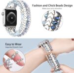 ⁦MOFREE Beaded Bracelet Compatible for Apple Watch Band 40mm/38mm/41mm Series 8/7/SE/6/5/4/3/2/1 Women Fashion Handmade Elastic Stretch Strap for iWatch Bands Replacement Blue⁩ - الصورة ⁦3⁩