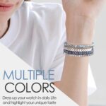 ⁦MOFREE Beaded Bracelet Compatible for Apple Watch Band 40mm/38mm/41mm Series 8/7/SE/6/5/4/3/2/1 Women Fashion Handmade Elastic Stretch Strap for iWatch Bands Replacement Blue⁩ - الصورة ⁦5⁩