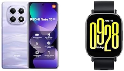 XIAOMI Redmi Note 15 5G Smartphone (8+256 GB), 108 MP camera, Purple,18 Months Local Warranty + Free Redmi Watch 5 Active Smartwatch 18 Day Battery, 140+ Sports Modes