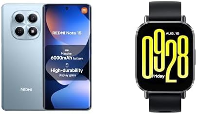 XIAOMI Redmi Note 15 Smartphone (8+256 GB) – 6000 mAh battery, 108 MP camera, Glacier Blue,18 Months Local Warranty + Free Redmi Watch 5 Active Smartwatch 18 Day Battery, 140+ Sports Modes