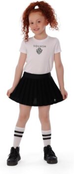 Girls White Squash Racket Graphic T-Shirt – Sporty Athletic Top