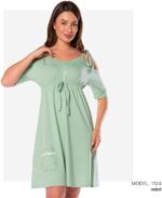 ⁦قميص نوم قطن نصف مقطوع بأكمام قصيرة للنساء من كوتون زون - R1124⁩ - الصورة ⁦2⁩