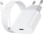 شاحن مزدوج - شريحة اصلية معتمدة من ام اف اي - 20 واط مع كيبل USB PD 3 - شاحن متوافق مع ايفون 11 و12 و13 و14 وX XS وبرو ماكس بلس