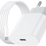 شاحن مزدوج - شريحة اصلية معتمدة من ام اف اي - 20 واط مع كيبل USB PD 3 - شاحن متوافق مع ايفون 11 و12 و13 و14 وX XS وبرو ماكس بلس