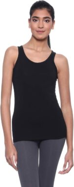 Dice Round-Neck Solid Tank Top for Women - Black, L