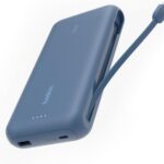 بلكن شاحن محمول، باور بانك مع كابل مدمج 20 كيلو بي دي 30 واط - شحن سريع USB نوع سي، شاحن محمول لسلسلة ايفون 16 وايباد برو وسلسلة جالكسي S25 والمزيد - ازرق