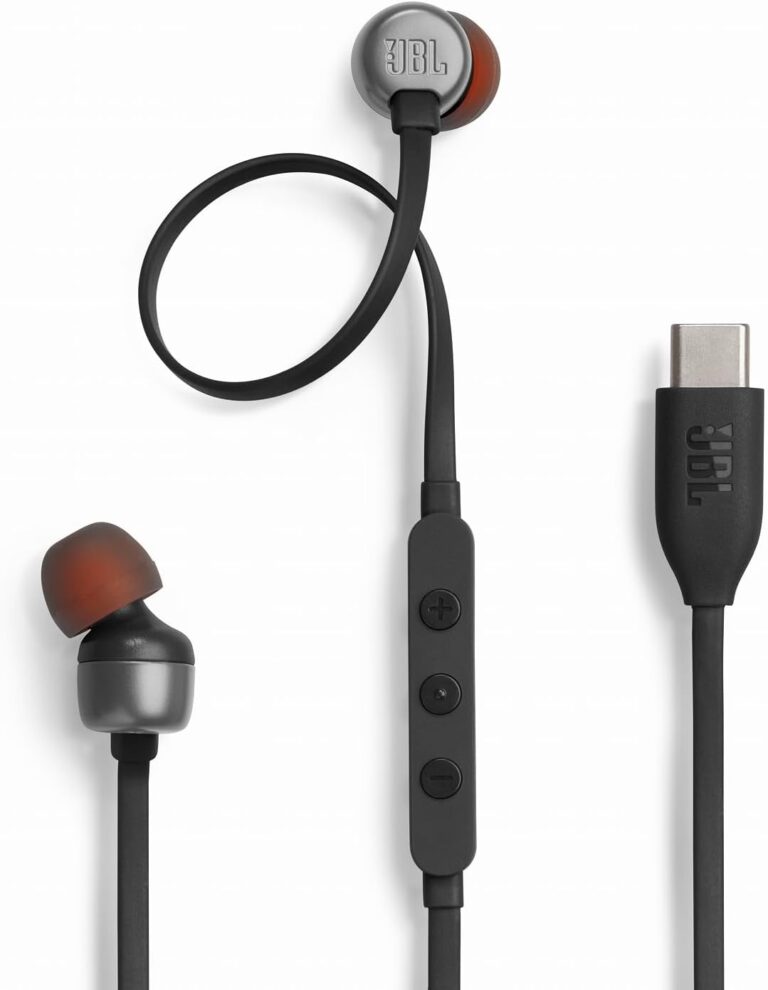 سماعات اذن TUNE310C بمنفذ USB نوع C من جيه بي ال، محول رقمي تناظري مدمج 96 كيلو هرتز/24 بت / 3 ازرار للتحكم عن بعد مع ميكروفون للاتصال/كيبل مسطح، 3 انواع من المعادل المضبوط مسبقا، دقة عالية، 0.3