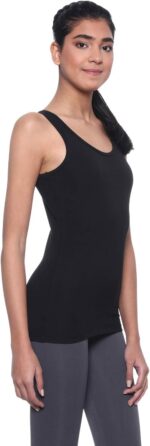 ⁦Dice Round-Neck Solid Tank Top for Women - Black, L⁩ - الصورة ⁦3⁩