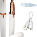 قلم تشذيب حواجب كهربائي محمول قابل لإعادة الشحن بمنفذ USB للنساء من ليشونج باو، أداة إزالة شعر الحواجب الدقيق بدون ألم، أداة حلاقة آمنة للوجه والساق وأعلى الشفاه والإبط واليدين، قطعتين، لون أبيض
