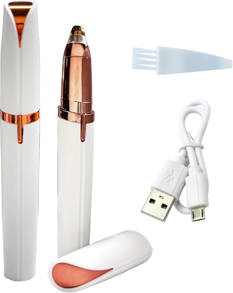 قلم تشذيب حواجب كهربائي محمول قابل لإعادة الشحن بمنفذ USB للنساء من ليشونج باو، أداة إزالة شعر الحواجب الدقيق بدون ألم، أداة حلاقة آمنة للوجه والساق وأعلى الشفاه والإبط واليدين، قطعتين، لون أبيض